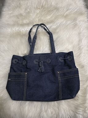 Tommy Hilfiger Navy Denim Tote with Rope Accent